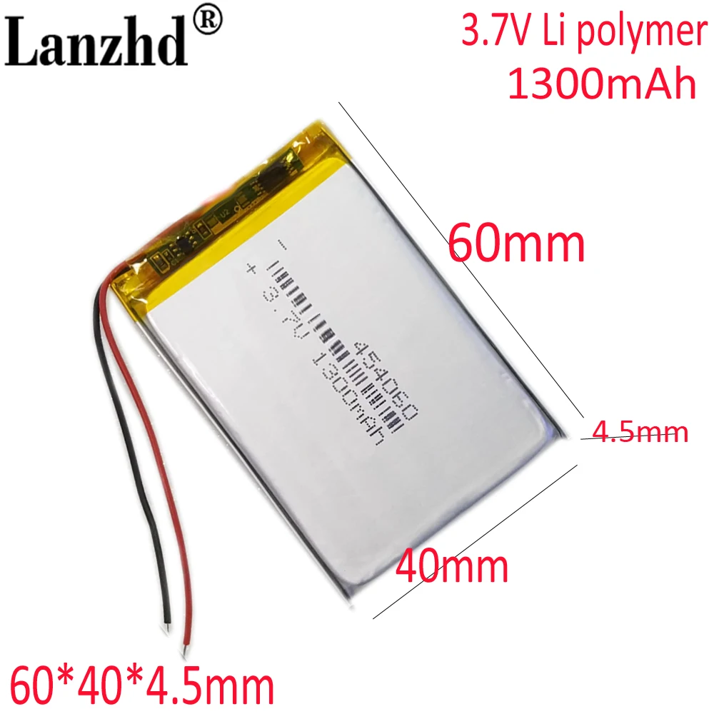 3.7V 1300mAh Polymer Li-Po li ion tablet battery cells For Mp3 MP4 MP5 GPS DVD DVR mobile bluetooth 454060 424060 404060