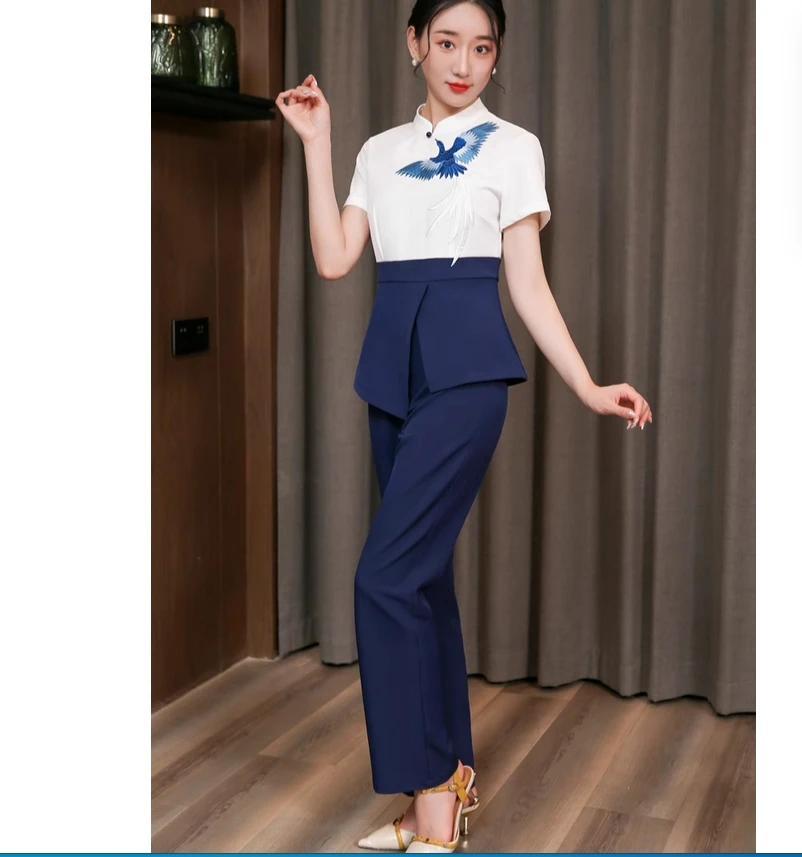 Vêtements de travail d'esthéticienne pour filles, nouveaux vêtements de massage pour hôtel de massage des pieds, ensemble de costumes de technicien de club de spa de santé de bain de pieds haut de gamme