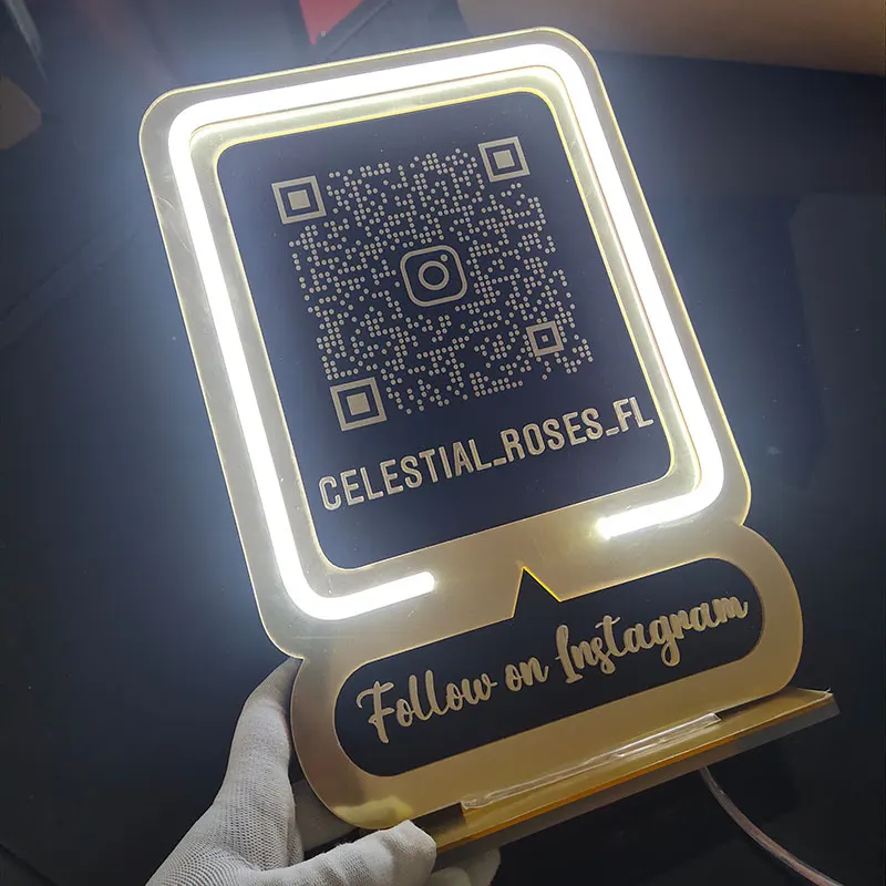 Instagram Followers Business Display Qr Code Sign Stand With Neon Light