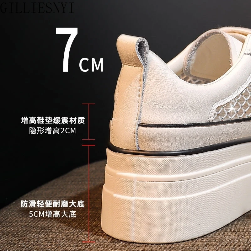 Women\'s Sneakers Sequined Casual Shoes Women Platform Heels Female Wedge Height Increasing Shoes 2022 Ladies Vulcanized Shoes