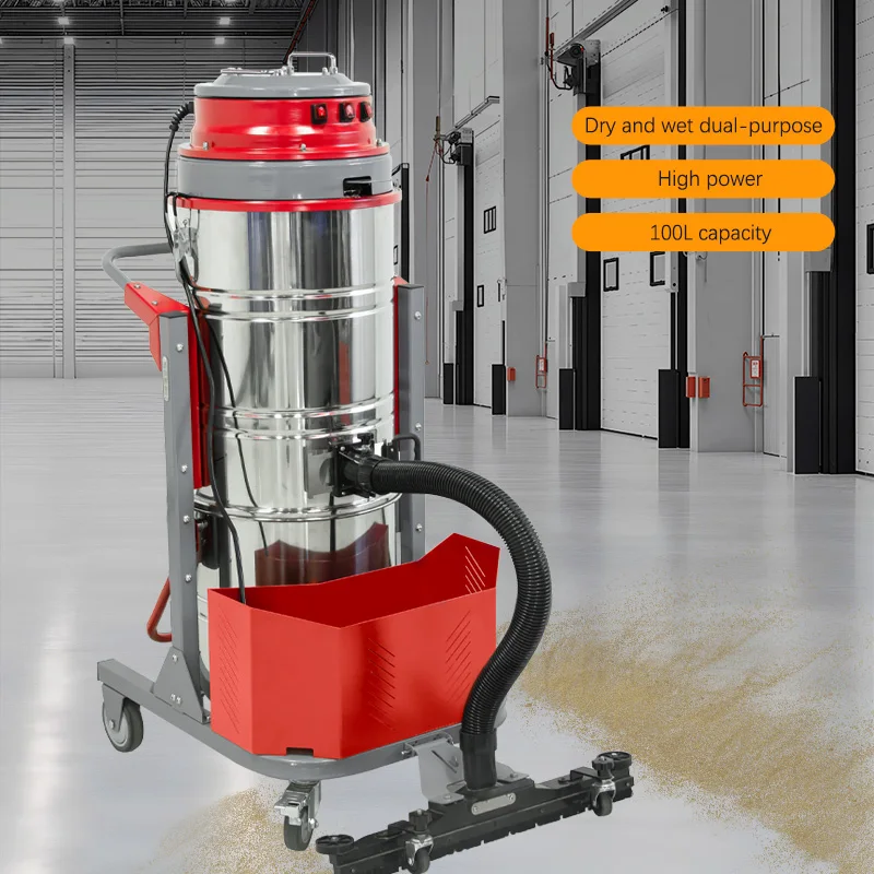 100L Electric Manual New Stainless Steel Industrial Vacuum Cleaner with Filtering System