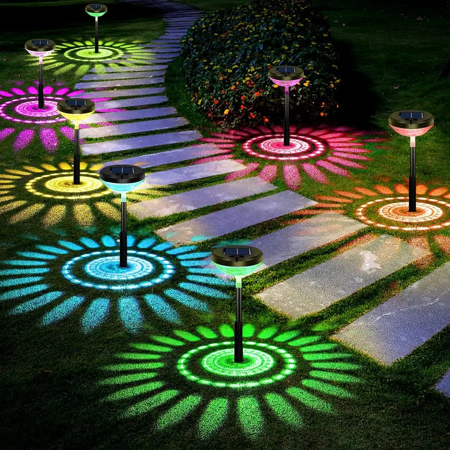 

8 Pack Solar Pathway Lights, Multicolor amp Warm White LED, IP67 Waterproof, Outdoor Garden Yard Lawn Landscape Decorative