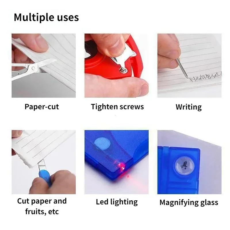 1 مجموعة التخييم في الهواء الطلق متعددة الوظائف السويسري سكين بطاقة مزيج متعددة الأغراض أدوات إنقاذ بدلة الجمال مع بطاقة أداة المصباح