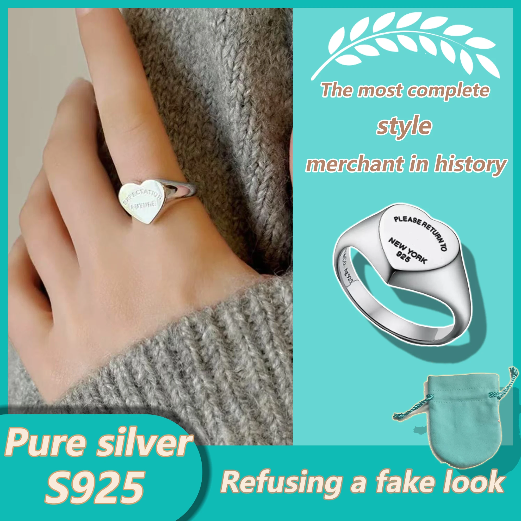 

Fashionable and romantic love smooth ring made of pure silver S925, with a sweet and exquisite temperament. Retum to series ring