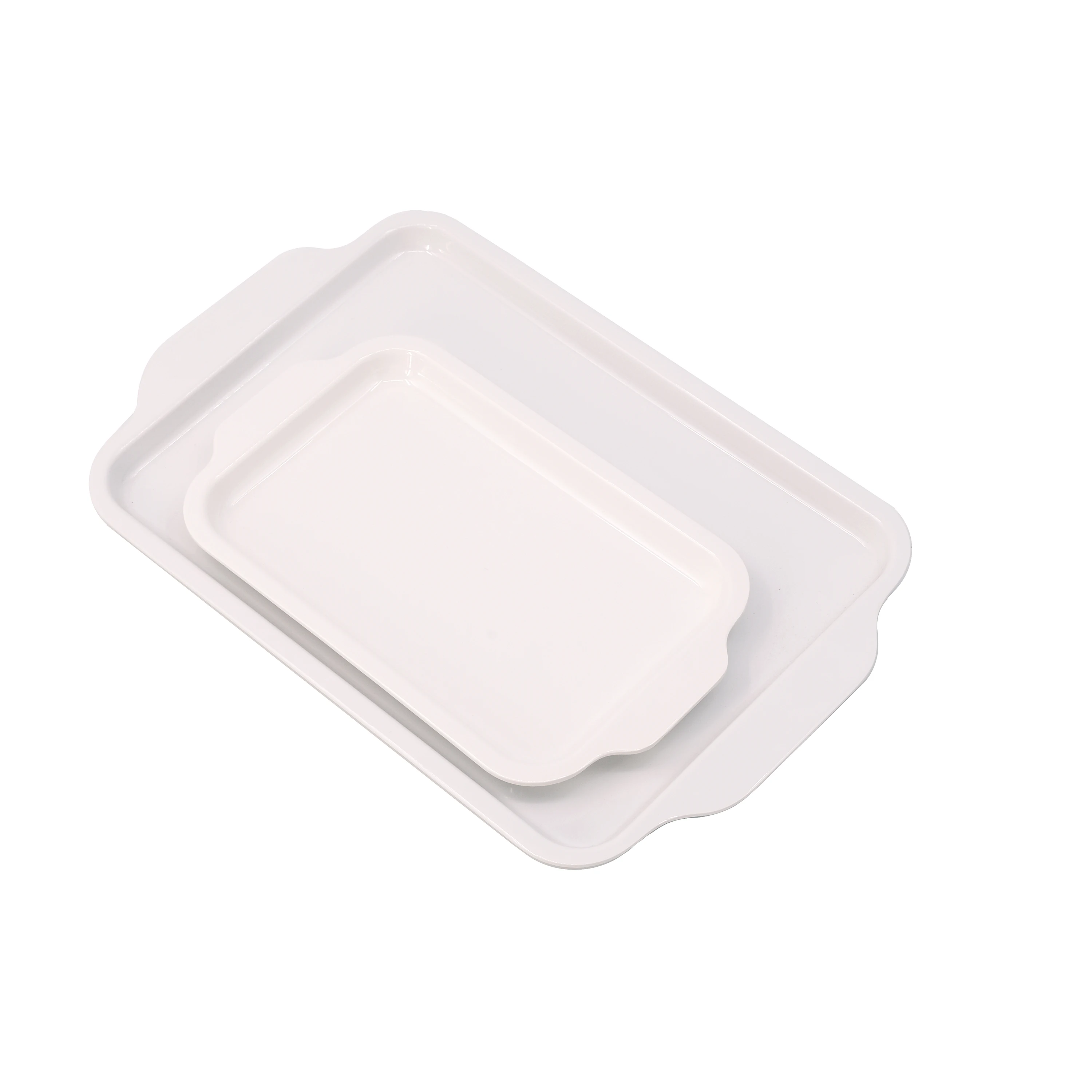 Melamine Tray with Flat Handles Set of 2