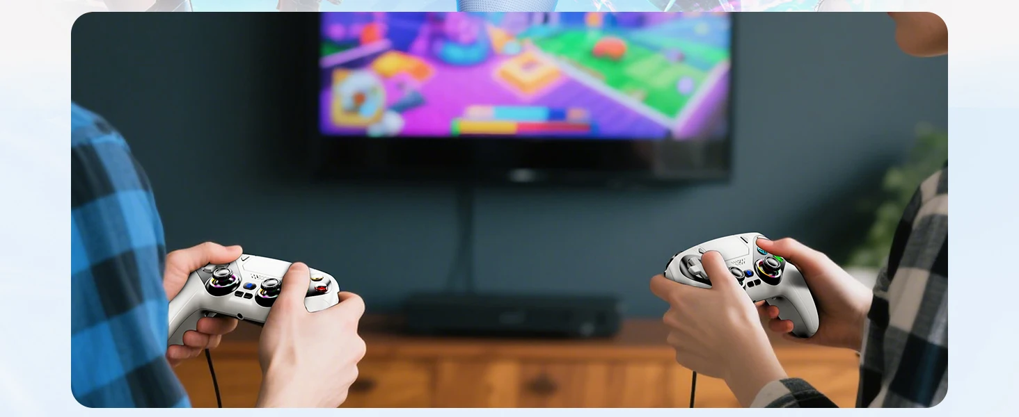 GAMROMBO RGB-Beleuchtung, kabelloser Controller für PlayStation 5 PS5/Pro/Slim/PC-Konsole, Gamepad mit Hall-Effekt-Trigger, Turbo- und Vibrationsfunktion. – Detail 6