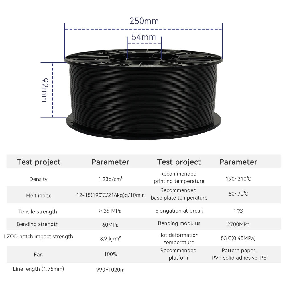 Imagem -06 - Velocidade de Plástico 3d Impressora Pla 3d Impressão Material para Bambu Voron Netuno Qidi Crealidade k1 Série 1020m 1.75 mm 3kg por Rolo Alta