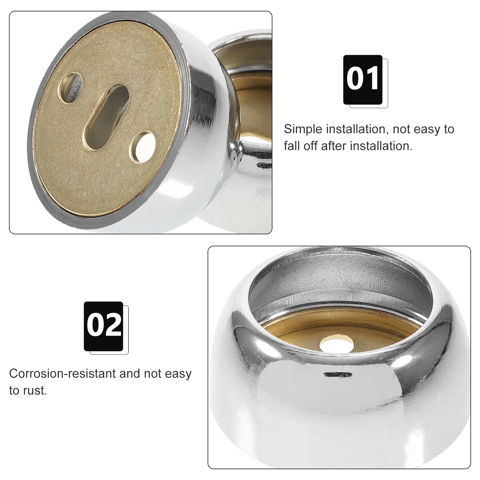 

6pcs Stainless Steel Pole Socket Round Support Brackets Heavy Duty Wall Mounted Brackets For Bedroom Bathroom Closet Wardrobe