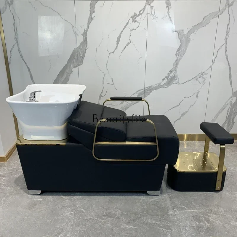 

ls 04Barber Shop Shampoo Chair for Hair Salon Deep Ceramic Basin Half Lying