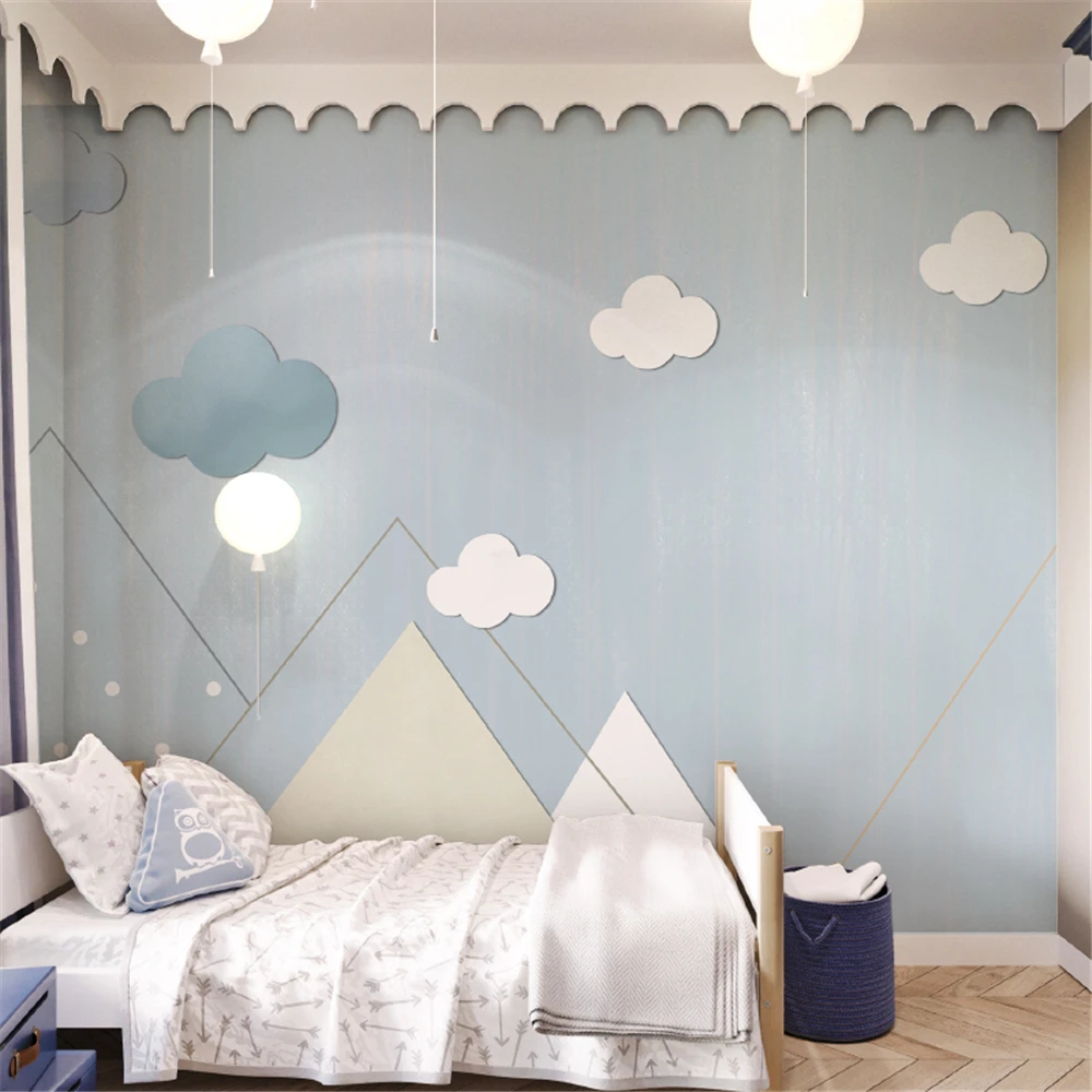 

Custom Cartoon Warm cloud wallpaper for Children's room blue wall paper Boys' and girls' bedroom TV background home improvement