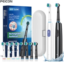 Electric Toothbrush Rotary Rechargeable Electric Toothbrush for Adults Rotating Electric Toothbrushes with 8 Soft Brush Heads