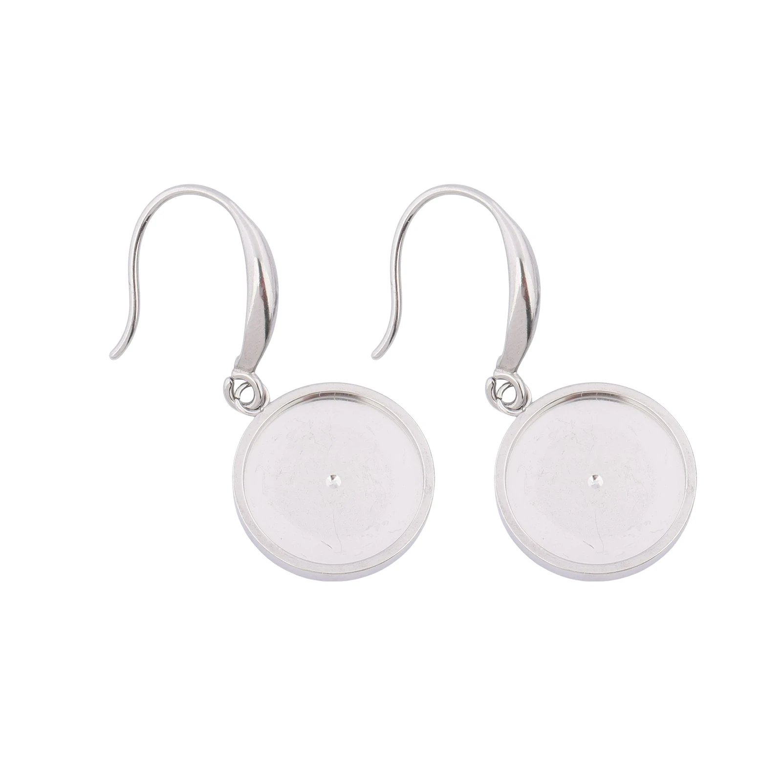 6pcs Stainless Steel Fit 14mm Cabochon Earring Base Blanks Diy Earrings Wire Hooks Findings For Jewelry Making Supplies