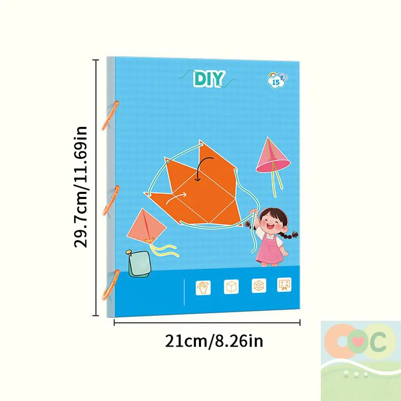 HH Pull String Libro per l'apprendimento della geometria 3D, libro per l'apprendimento della geometria 3D con design a corda intrecciata Insegnare le formule di volume e area superficiale