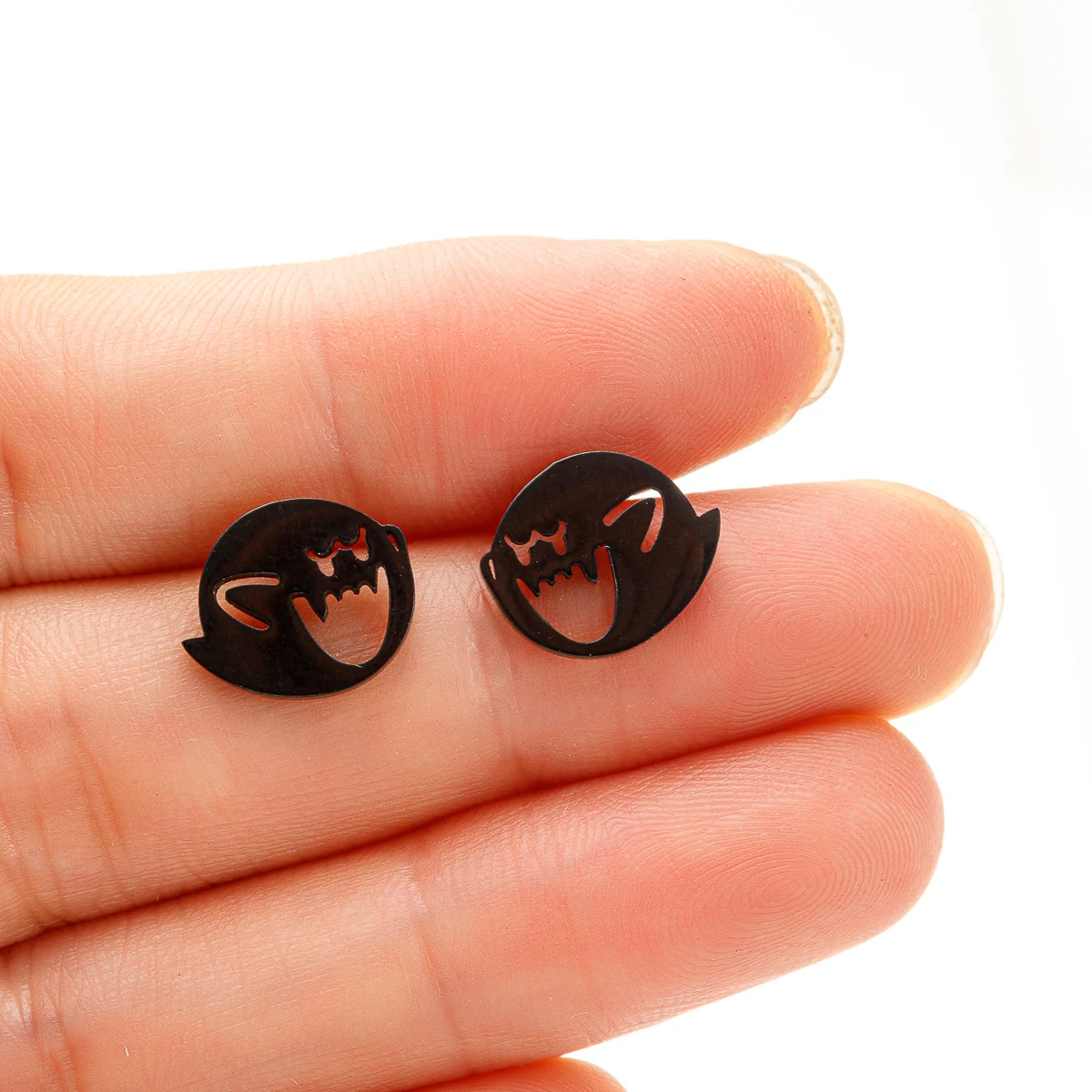 Cute Halloween Cartoon Black Stud Earrings For Women Piercing Ear Surgical Steel Earring Festival Party Decoration Pendientes