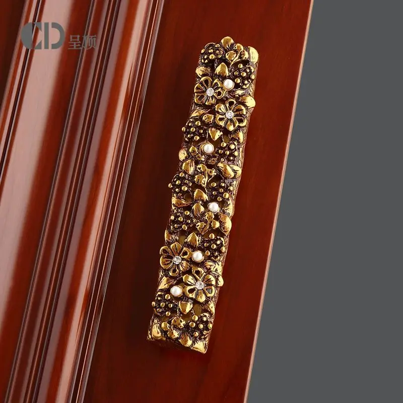 Pearl handle modern minimalist wine cabinet french european style wardrobe door cabinet gold long handle