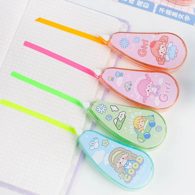 5mm 6m kawaii Highlighter Correction Tape Cute Multi Labeling Marking Masking Tape Erasable Marker Silky Tape for School Office