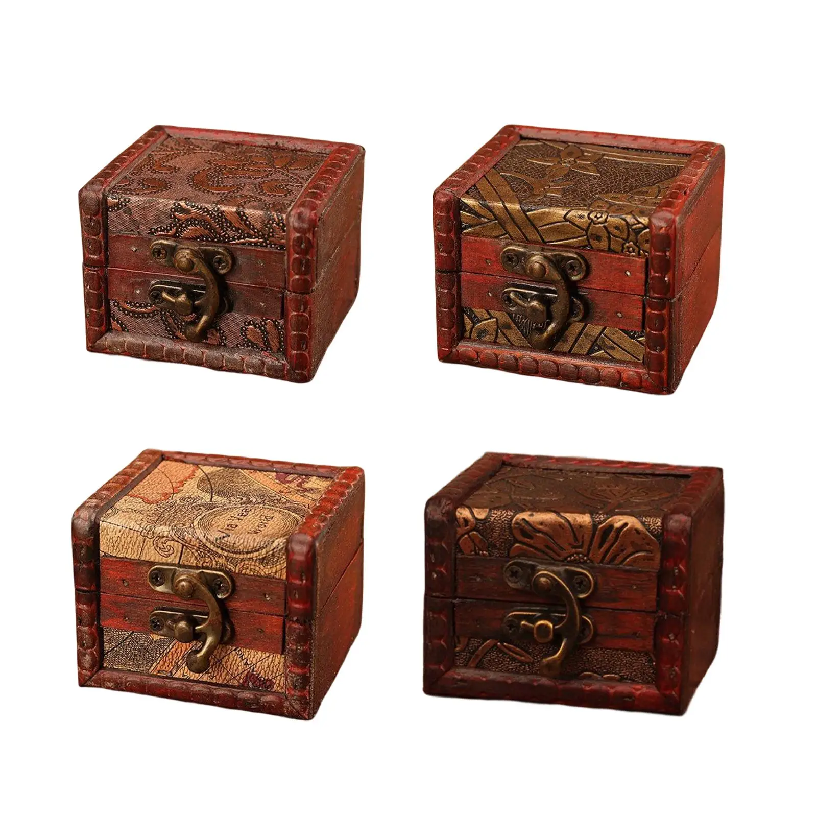 Handmade Vintage Wood Jewellery Box Organizer with Latch for Rings Necklaces Bracelets Earrings Cufflinks Gift