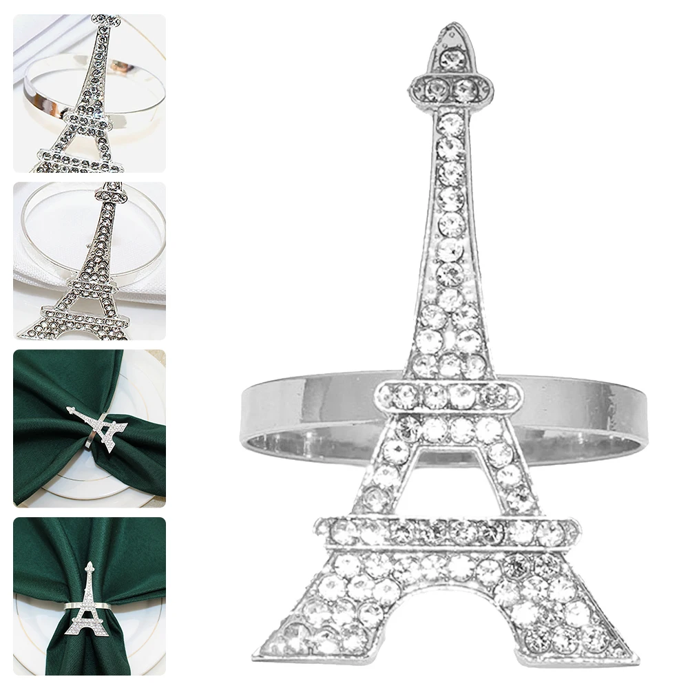 

4pcs Alloy Rings Eiffel Tower Serviette Buckles Decorative Table Napkin Ring Party Wedding Hotel Restaurant Supplies Reusable