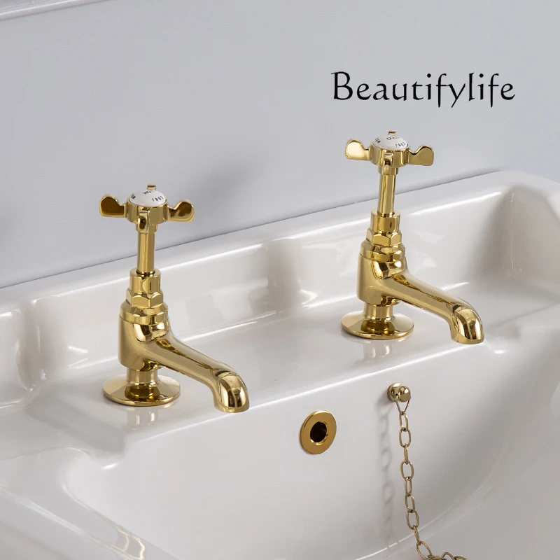 

Смеситель с двойным отверстием и двойной ручкой, колонна для умывальника, классический ретро вертикальный болт, горячая и холодная вода