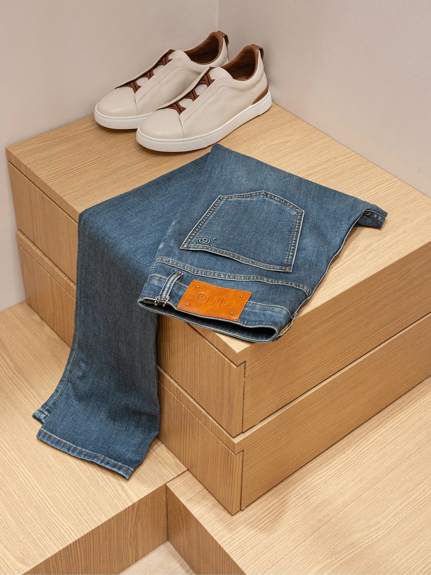 

Comfortable Wearing Experience Men's Casual Elastic Straight Leg Jeans Lenzing Lyocell Cotton Blend Fashion Urban Style