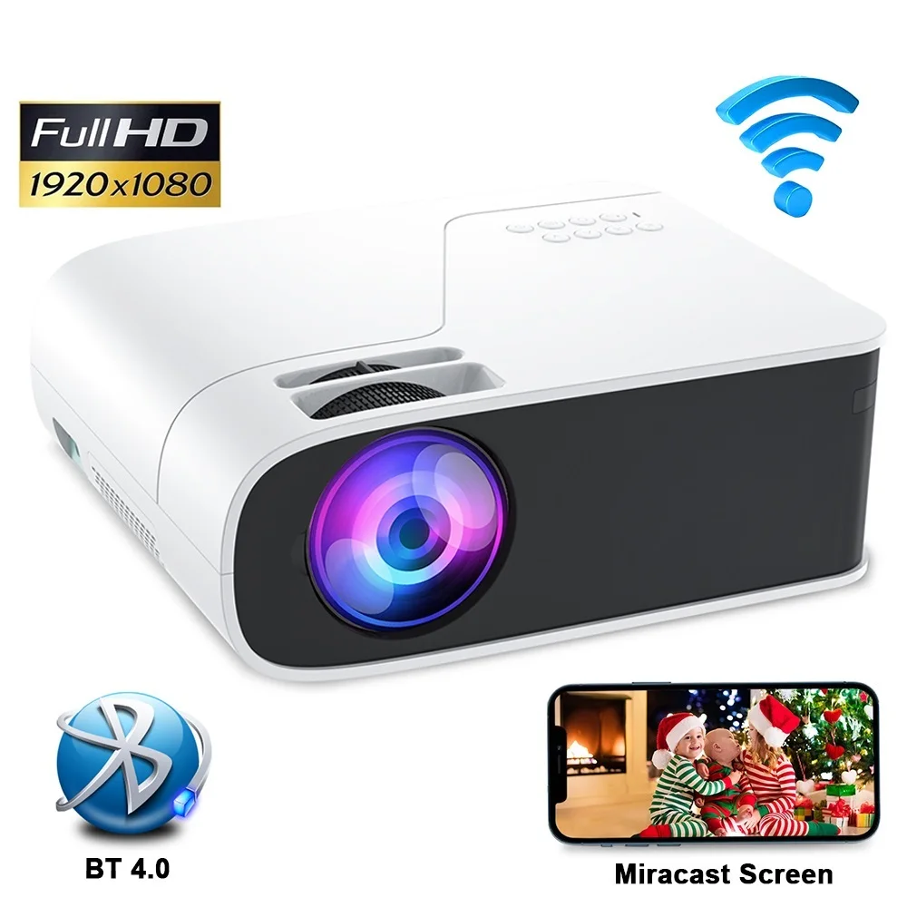 

Top Projector 1920x1080P Android 5G Wifi Bluetooth LED Video Beamer Home Theater Cinema Full 1080P Projector for Smartphone