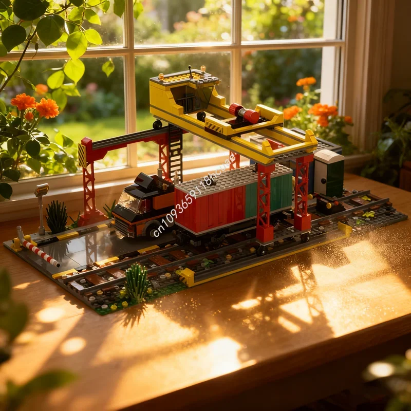 

1151 шт. MOC грузовой терминал, городская поезда, модель, строительные блоки, рождественский подарок, строительные игрушки, сборка, сделай сам, кирпич, детский день рождения