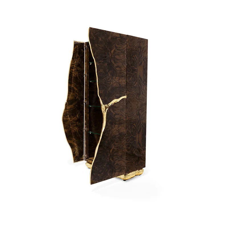 Luxury cabinets Unique design wood veneer bar cabinet large capacity freestanding wine cooler display cabinet bar counter