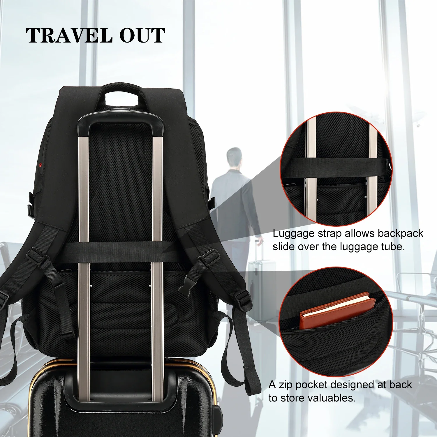 DUTRIEUX Lunch Backpack 15.6/17.3 Inches Laptop Backpack with Insulated Compartment / USB Port for Hiking Work Travel Men Women