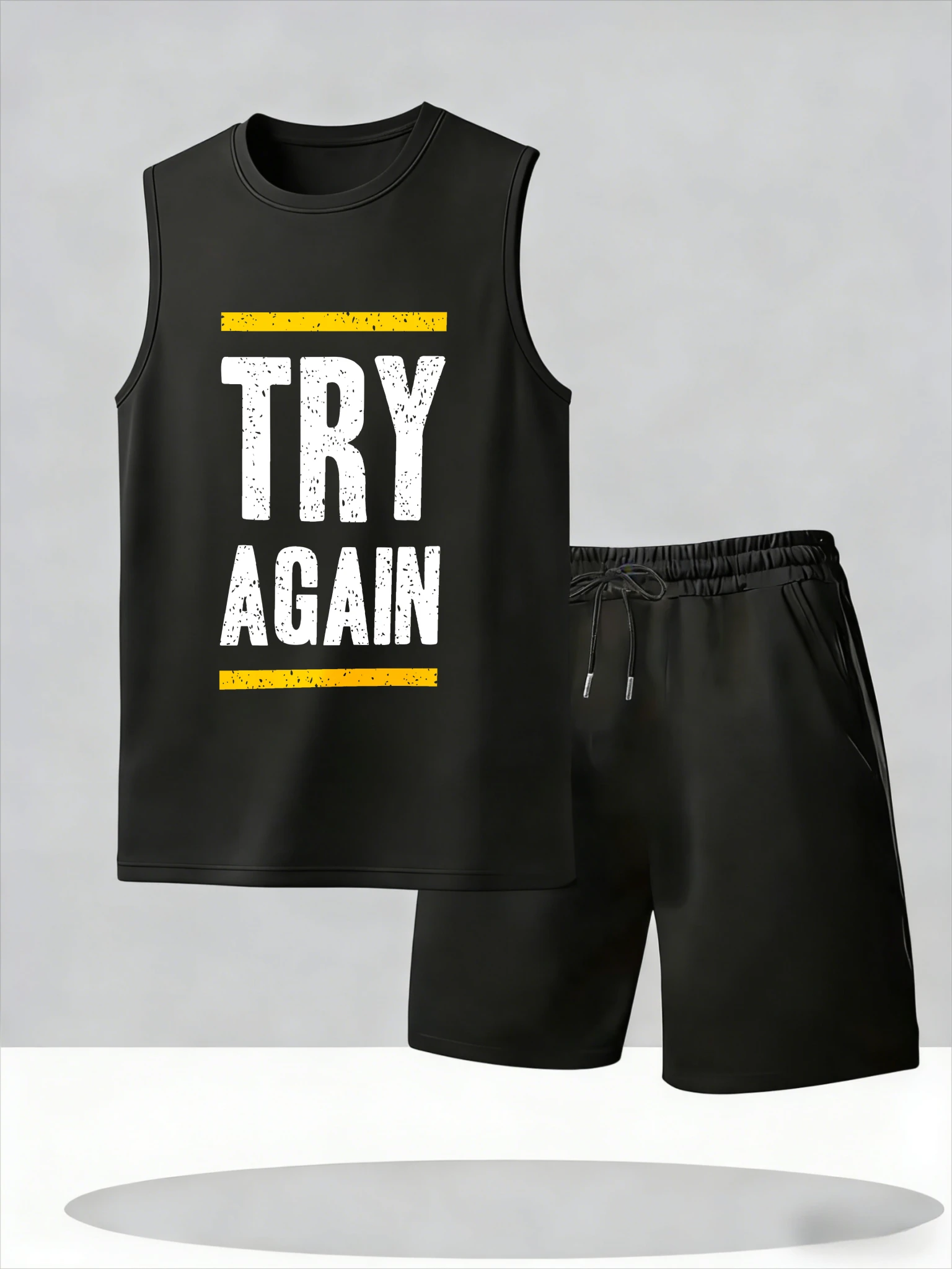 

Men's Tank Top Sets 2026 Summer Thin Quick Dry oversize beach crewneck sports seaside Breathable sweatshirt set jogging suit