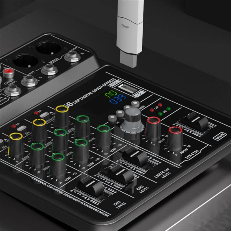 

Y43A-4 Channel For Karaoke Audio Mixer 48V Phantom Power USB Studio Sound Mixer Bluetooth DJ Console