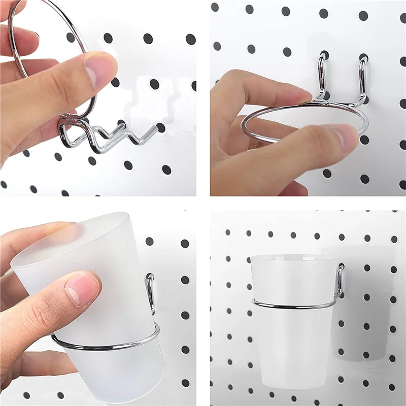 

18 Sets Pegboard Bins With Rings Style Pegboard Hooks With Pegboard Cups Pegboard Cup Holder Accessories Transparent