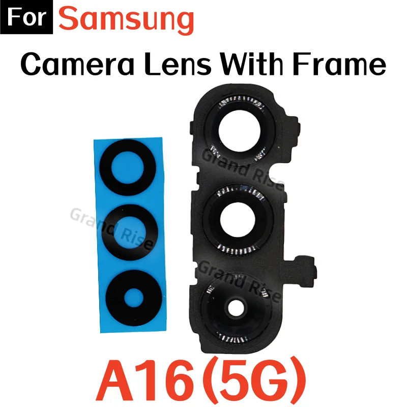 Lente de vidrio de cámara trasera para Samsung A14 A15 A16 A21 A21S, lente de vidrio con marco y adhesivo, pieza de repuesto 4
