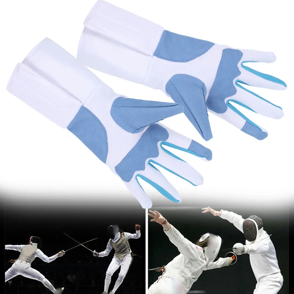 1 Pair Fencing Gloves Non-slip Protective Gear Gloves Kids Adult For Foil Epee Skin-friendly Wear-resistant Polyester And Leathe