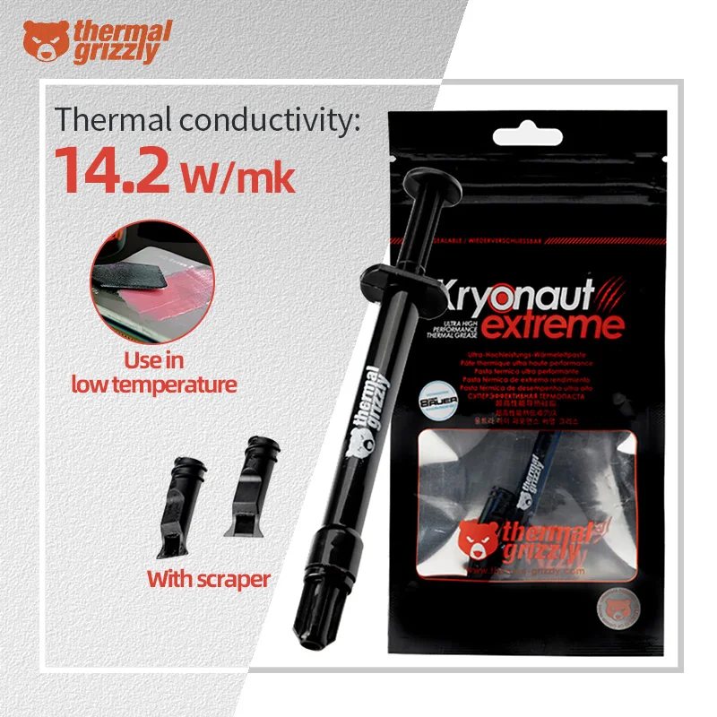 Thermal Grizzly Kryonaut Extreme 14.2W/mk Cooling Paste PC CPU GPU Processor Heatsink Large Capacity Compound Silicone Grease