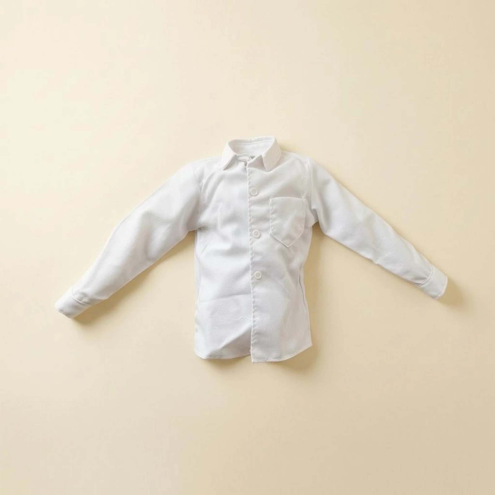 1/6 Scale Doll Shirt Pointed Collar Collared Button-up Doll Shirt Toy Clothing Long Sleeves Chest Pocket