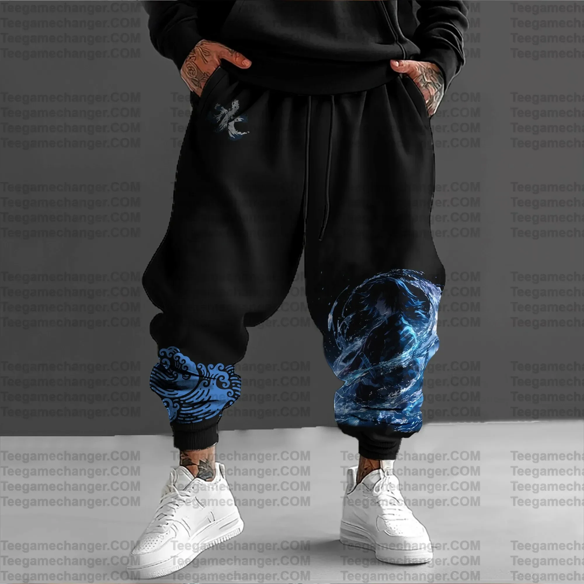 Demon Slayer Men's Sweatpants 2025 Autumn/Winter New Street Anime Cooperation Printing Japanese Character Daily Tapered Pants