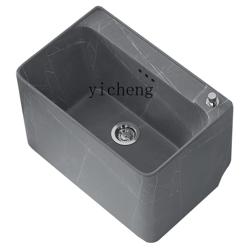 

XL Rectangular Home Balcony Ceramic Wash Mop Sink Stone Plate Texture Mop Pool