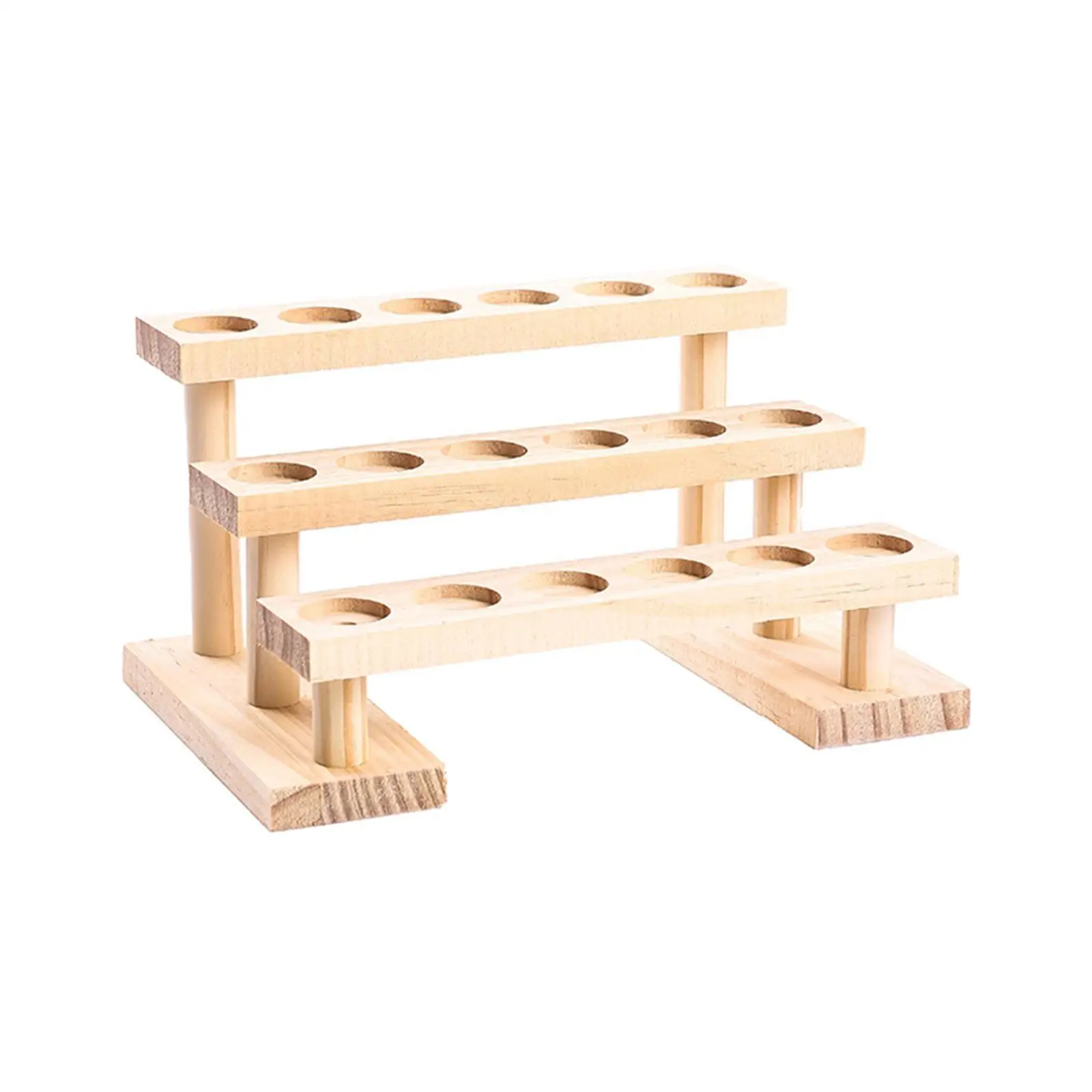 حامل عرض حلقي خشبي متعدد الاستخدامات حامل البنصر لسطح المكتب للبيع بالتجزئة للمنزل 3 طبقات 21 سم × 14 سم × 11 سم #5