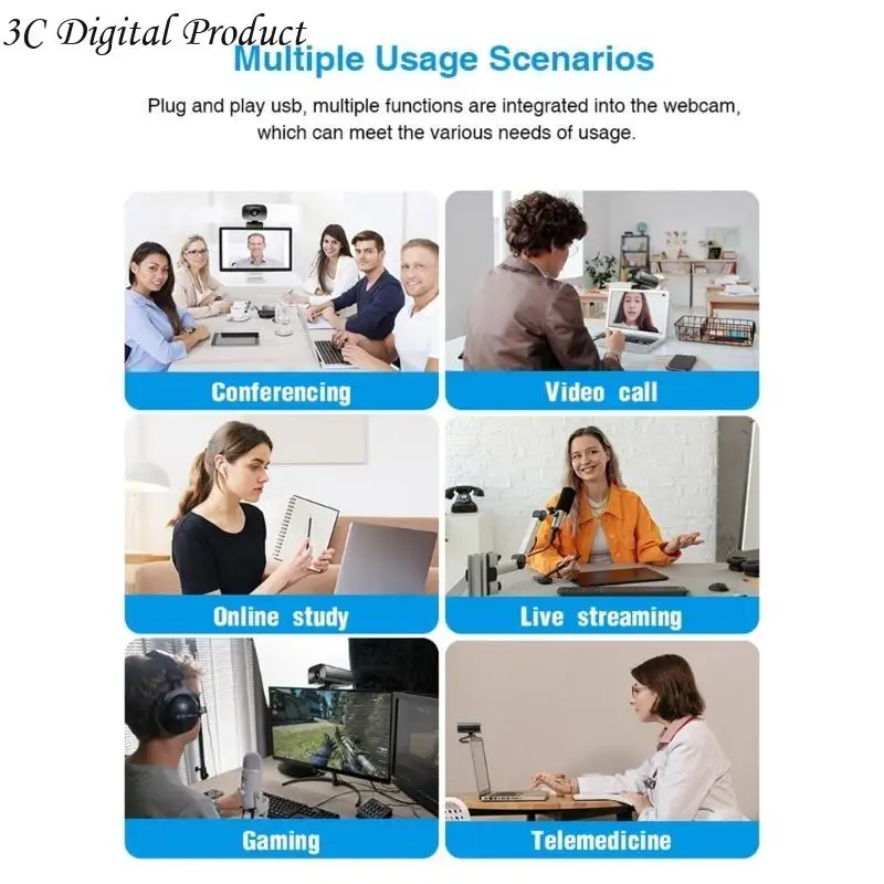 

Streaming Webcam with Microphone Speaker,Full-HD 1080P Live Stream Camera Web Camera for Online Learning Meeting Q84A