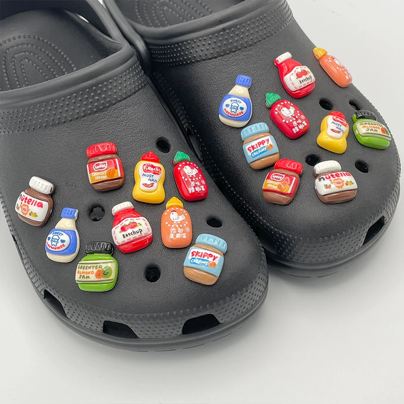 9 Stück süße Erdnuss butter Schuh dekoration für Sandalen DIY Teile Spaß Tomatensauce Schuh Charms für Kinder Hausschuhe Zubehör Geschenk