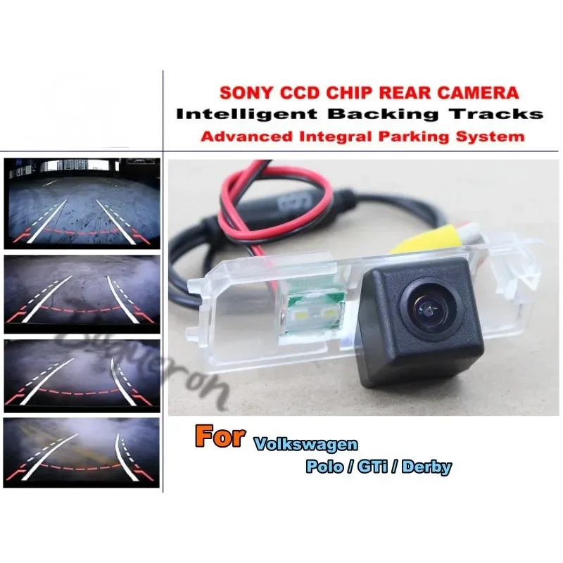 Intelligent Parking Tracks For Volkswagen VW Polo / GTi / Derby HD CCD Dynamic Tragectory Car Rearview Parking Reverse Camera