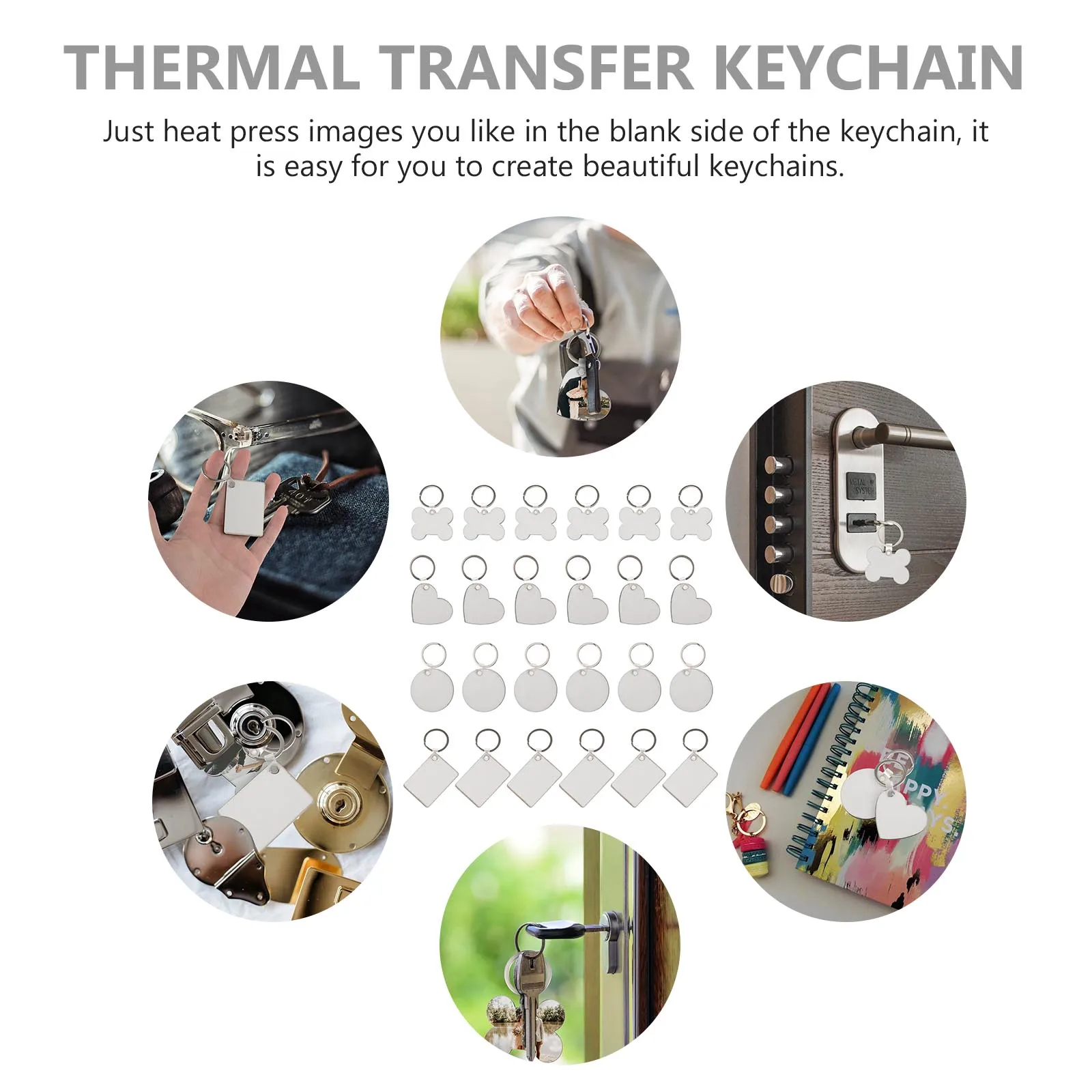 

36pcs Acrylic Blanks for DIY Craft Heat Diy Blank Keychain Diy Material Transfer Sublimation Jewelry Making Supplies