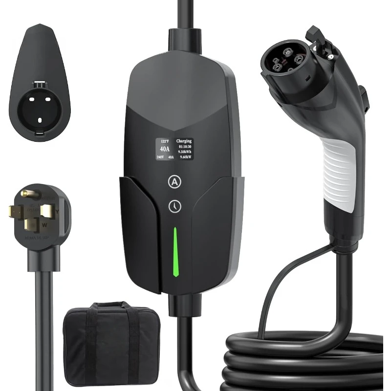 Level 2 EV Charger , Portable Electric Vehicle Charging Stations EV Charger with 25 ft Charging Cable EV ，home.