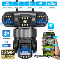 V380 Pro 12MP 6K WiFi IP Camera Outdoor Triple Lenses Triple Screens Security Video Monitor Night Vision Waterproof CCTV Camera