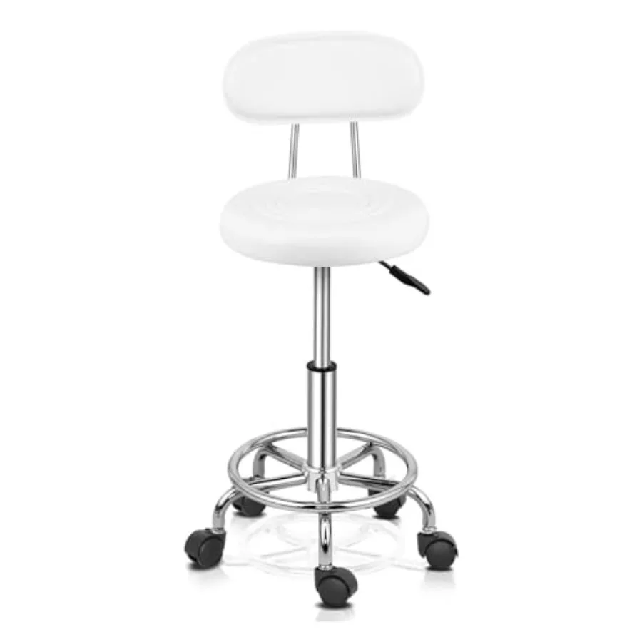 

Salon Massage Stool Swivel Chair with Upholstered Seat, Wheels Hydraulic Gas Lift for Hairdressing Spa Salon Beauty Tattoo Ther