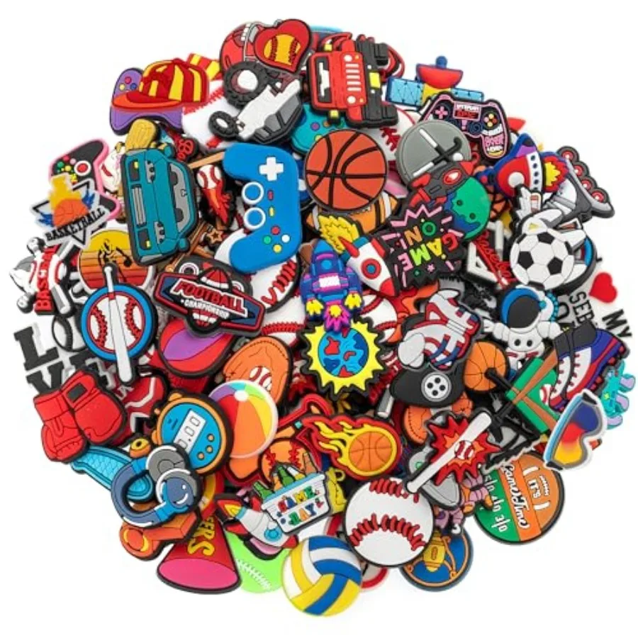 

30, 50, 100pcs Random Shoe Charms for Boys Teens Cute Shoe Decoration Charms for Shoes Wristband Bracelet Party Favors Gifts Sp