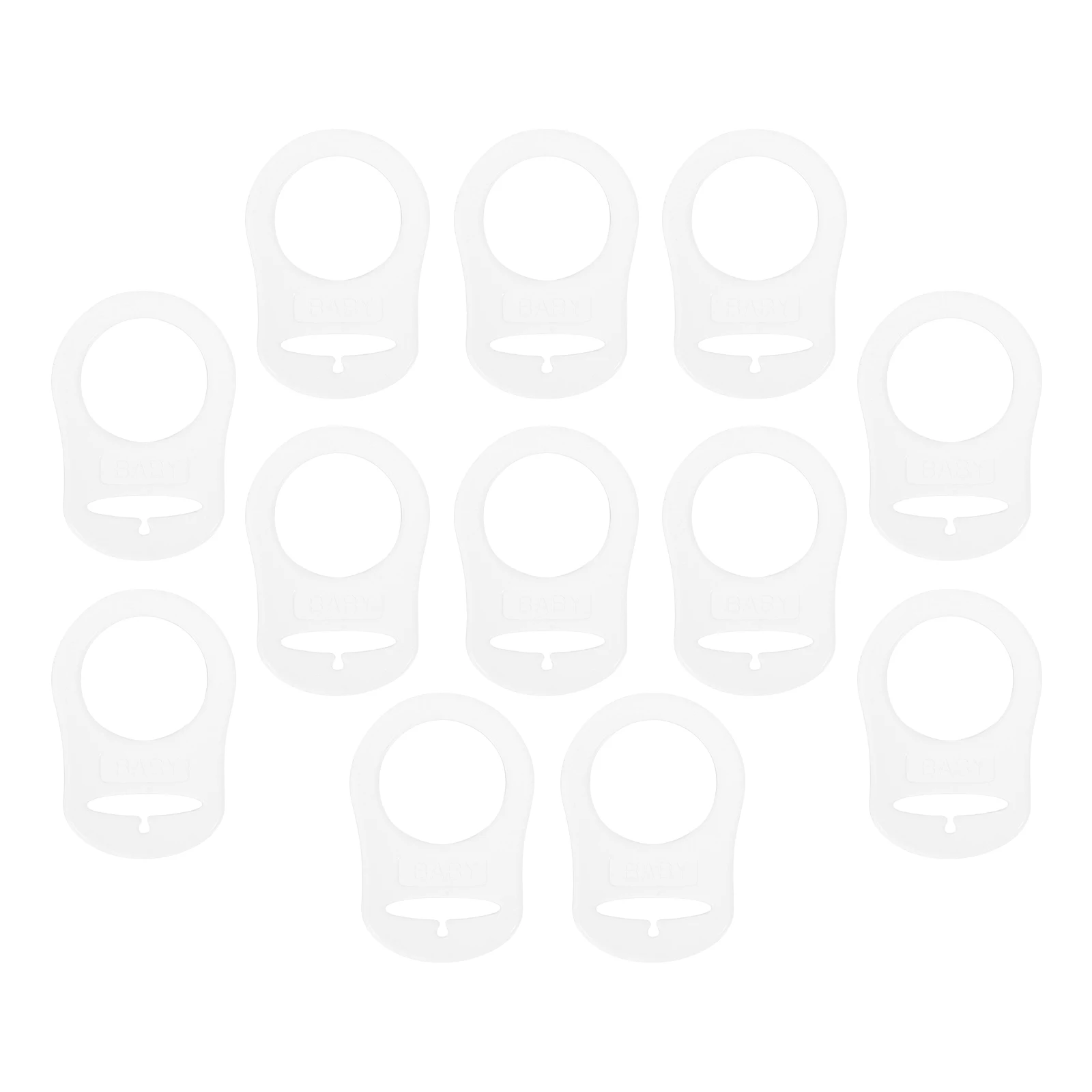 

12 шт., зажимы для соски, белые детские аксессуары для соски-пустышки, адаптерное кольцо, принадлежности для пустышки, безопасные гладкие края, практичное использование