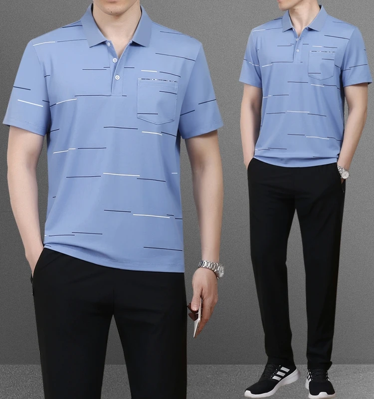 

Летняя футболка из ледяного шелка с охлаждающим эффектом, свободного кроя, в спортивном стиле, для мужчин, тонкая, для делового стиля, для джентльменов