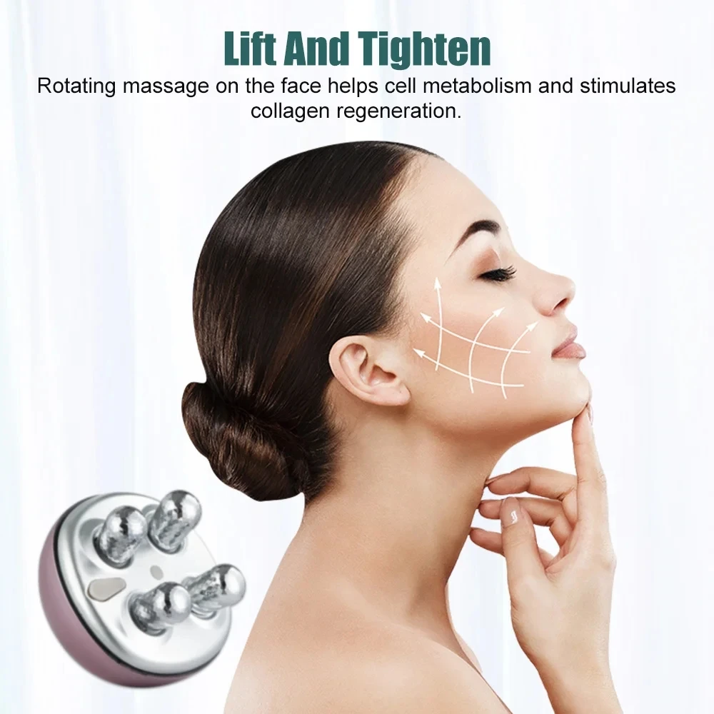 3D face roller ball charging electric massager EMS micro-current compact skin compact face lifting device