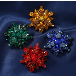 SKEDS Exquisite Solid Color Rhinestone Snowflakes Brooches Pins For Women Lady Luxury Crystal Party Banquet Corsage Jewelry Gift